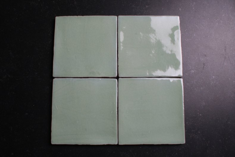 Handvorm tegel kiwi groen 13x13cm 